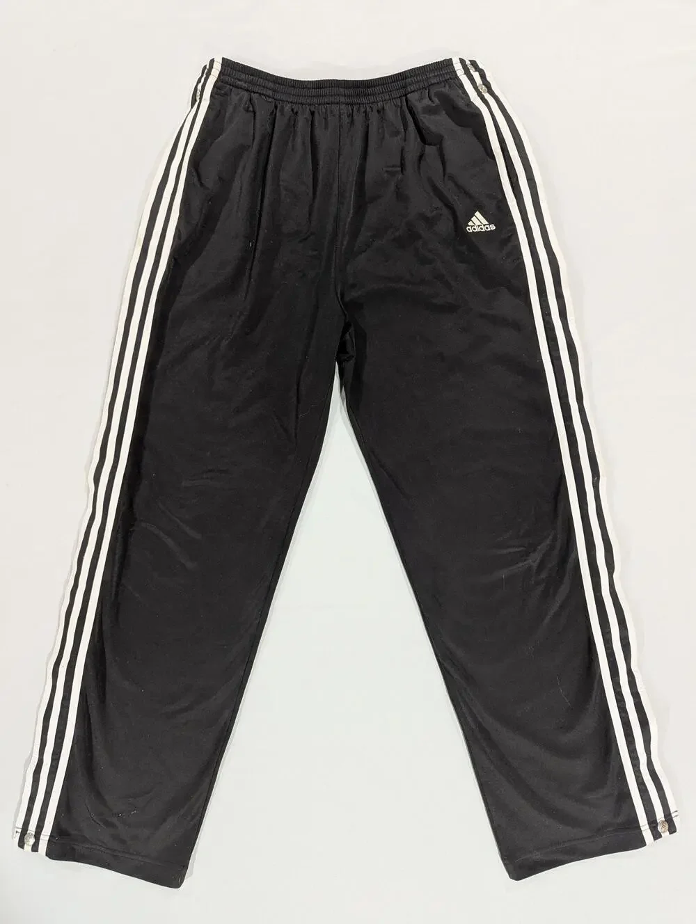 Adidas Track Pants Mens M Black Team 3-Stripes Side Snap Athletic Gym Training